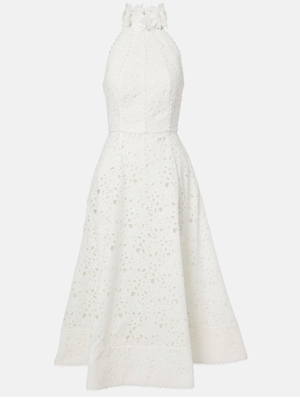 Rebecca Vallance Nuvola Halter Midi Dress White Lace - US 4 - Picture 2 of 11